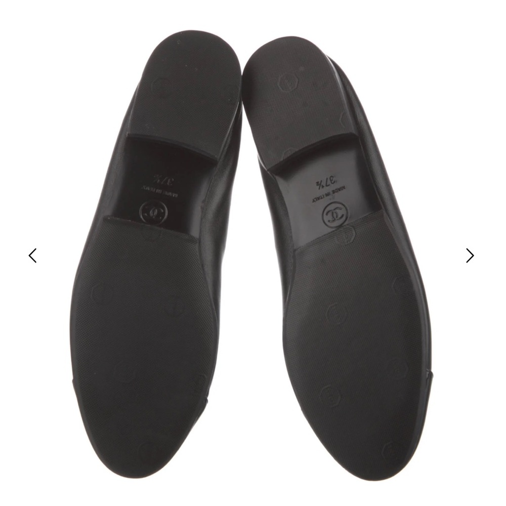 Chanel Interlocking CC Logo Leather Ballet Flats (37.5) - Picture 2 of 4